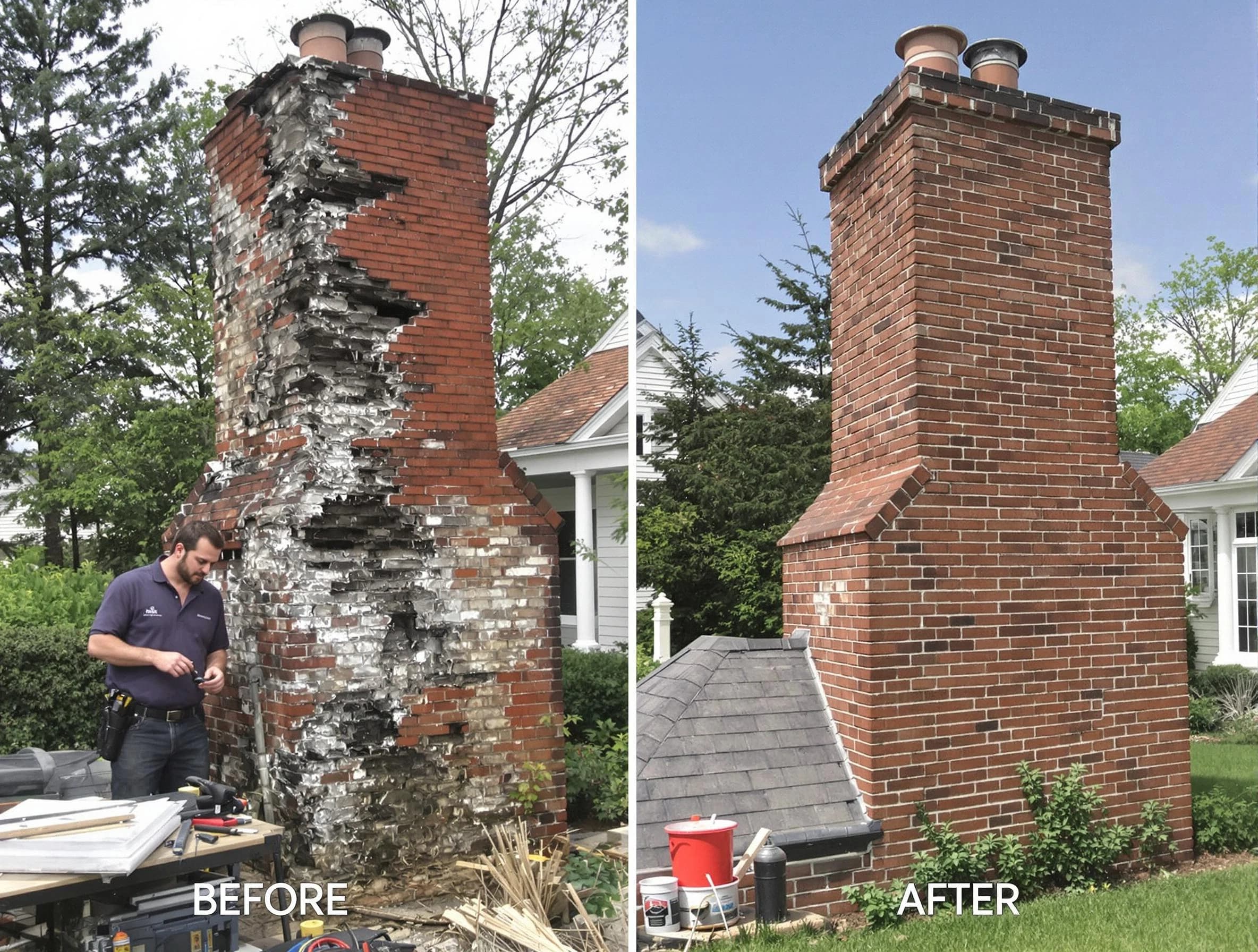 Hillsborough Chimney Sweep performing a full chimney restoration in Hillsborough, NJ