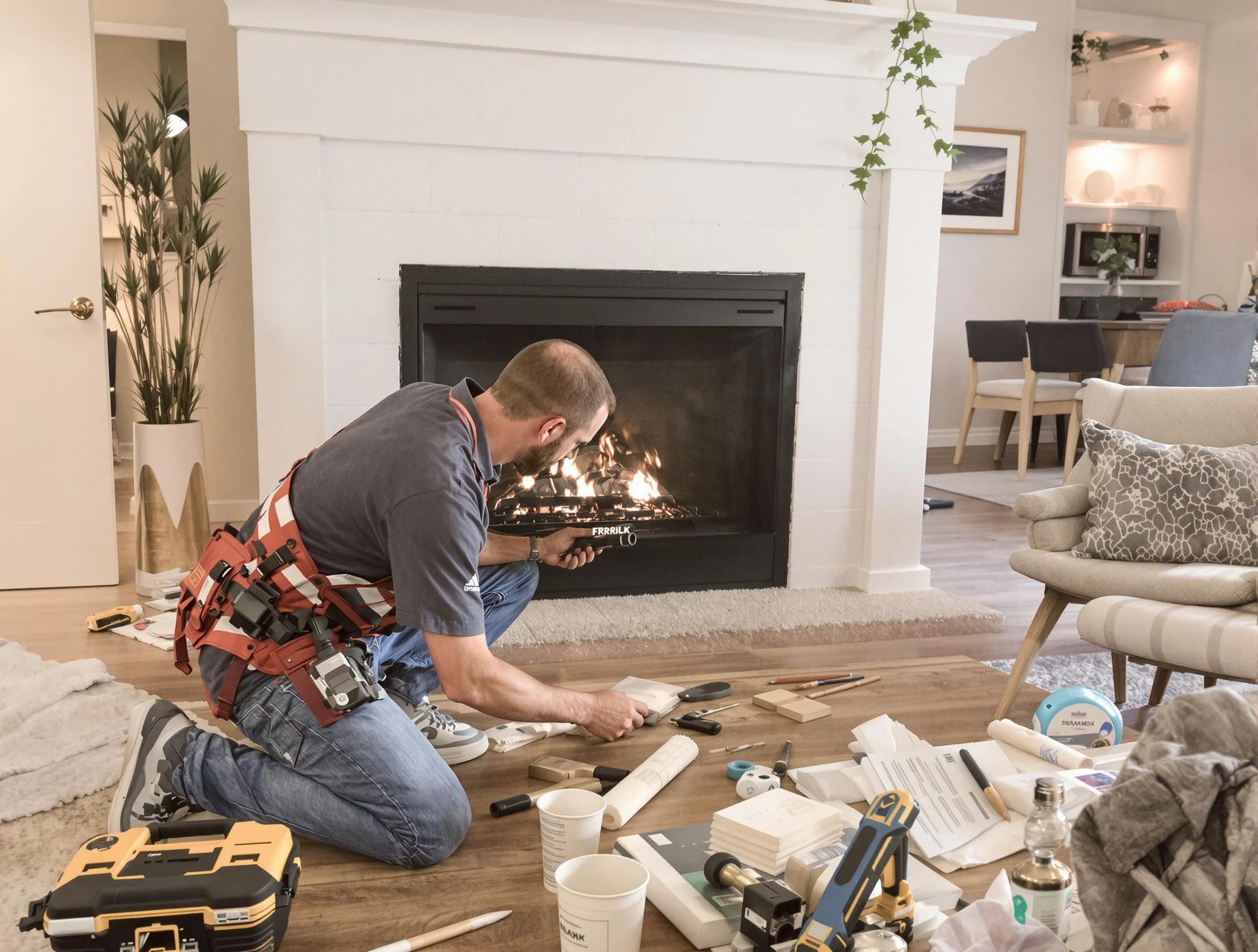 Hillsborough Chimney Sweep performing fireplace repair in Hillsborough, NJ